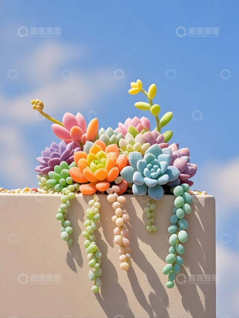 高清大图下载【趣麦麦图】多彩多肉植物盆栽特写