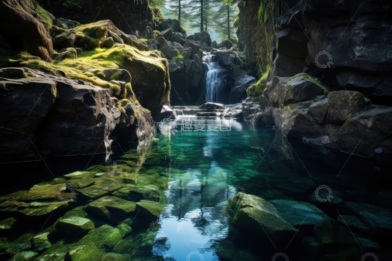 高清大图下载【趣麦麦图】山间清澈的小溪水流