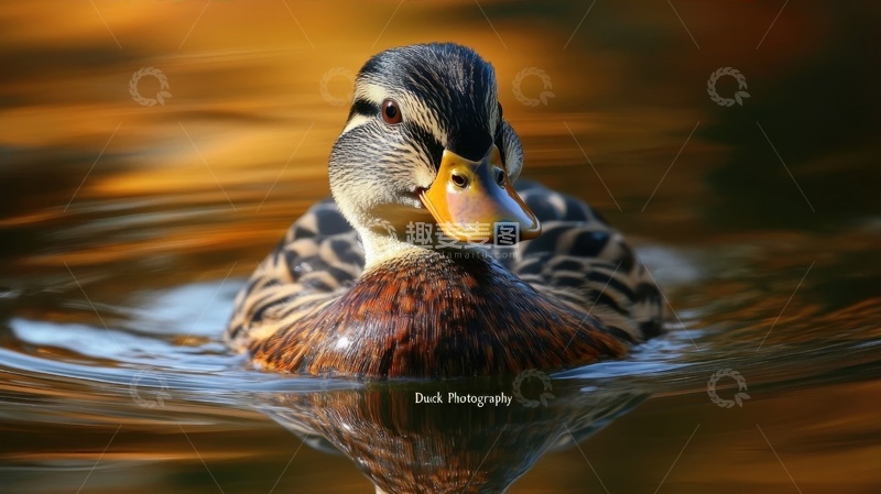 高清大图下载【趣麦麦图】湖里游水的鸭子