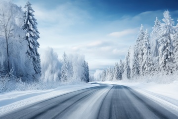 冬季积雪覆盖的马路