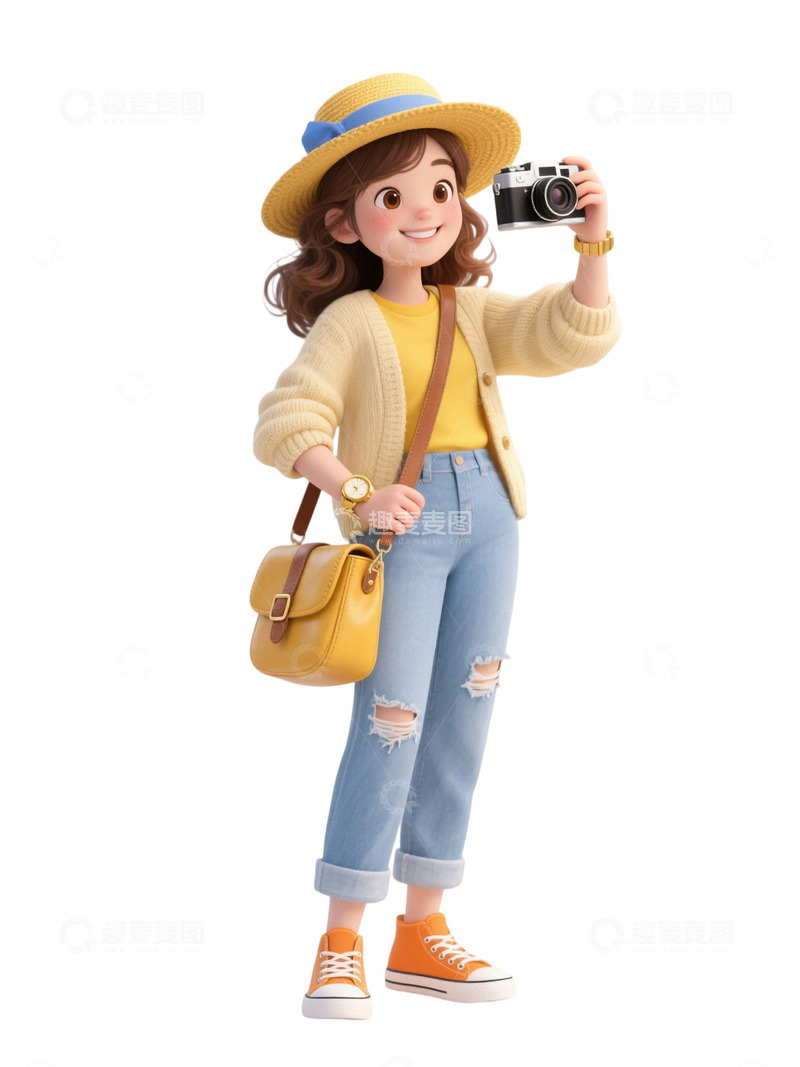 高清大图下载【趣麦麦图】旅行人物插画3D免扣素材5