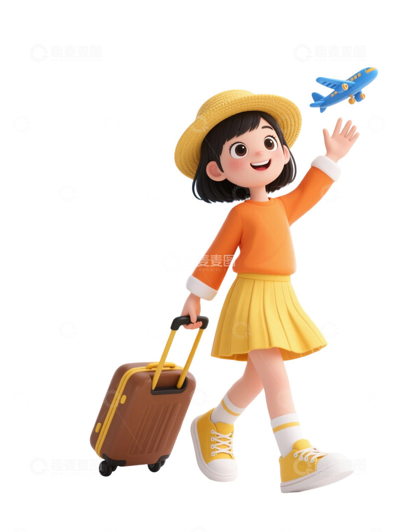 高清大图下载【趣麦麦图】旅行人物插画3D免扣素材7