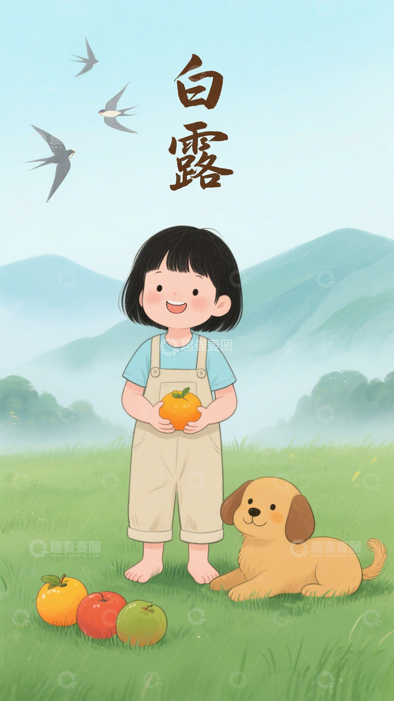 高清大图下载【趣麦麦图】白露节气海报素材传统节气宣传插画