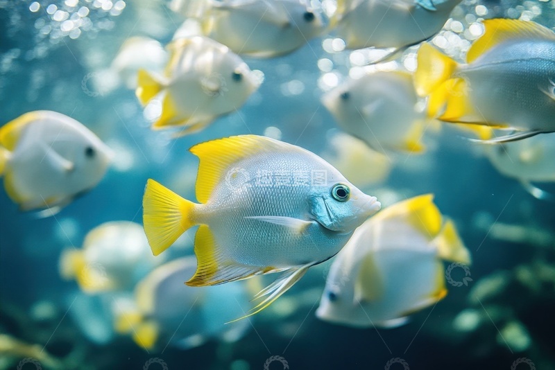 高清大图下载【趣麦麦图】海里的一群小黄鱼