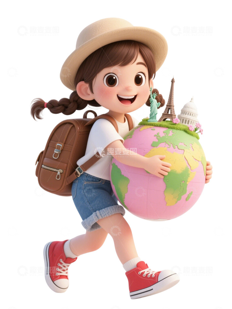 高清大图下载【趣麦麦图】旅行人物插画3D免扣素材9