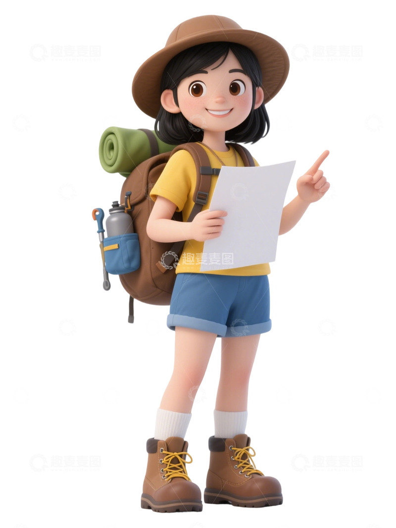 高清大图下载【趣麦麦图】旅行人物插画3D免扣素材1