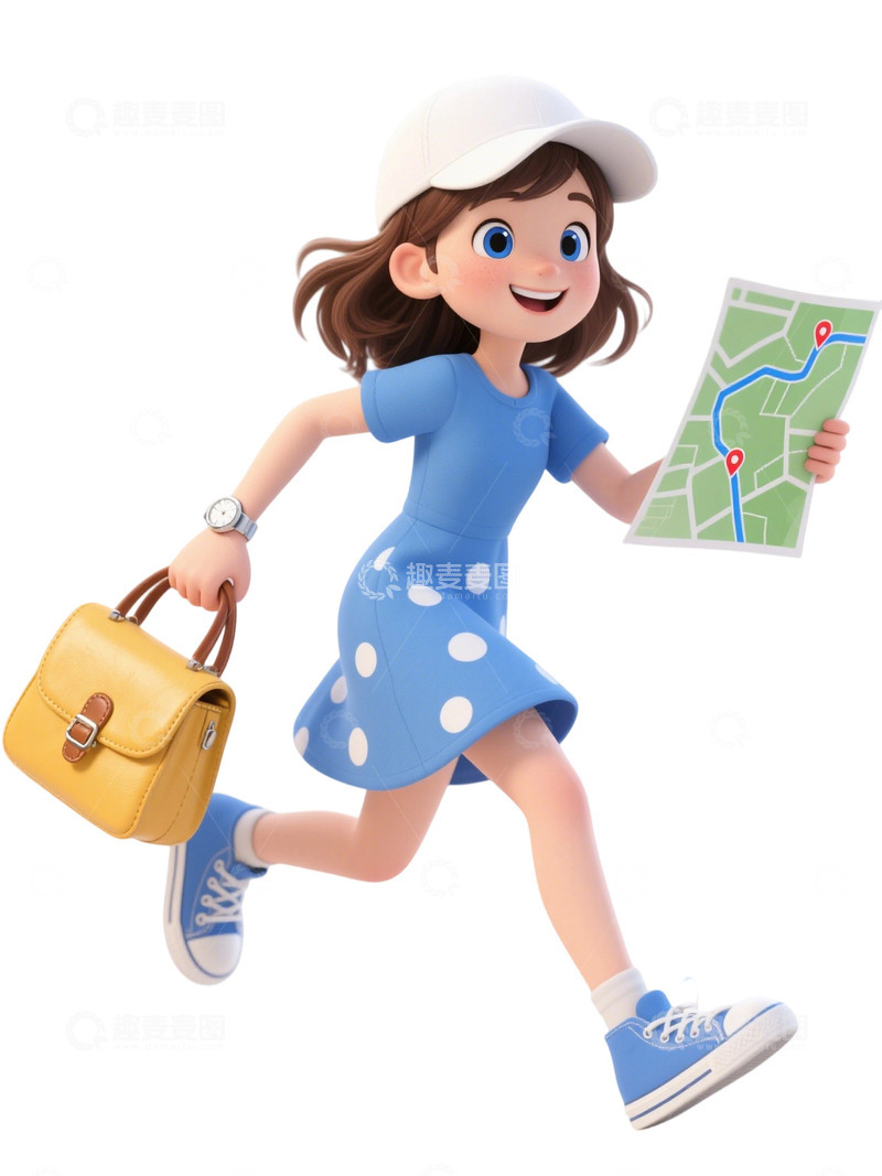高清大图下载【趣麦麦图】旅行人物插画3D免扣素材6