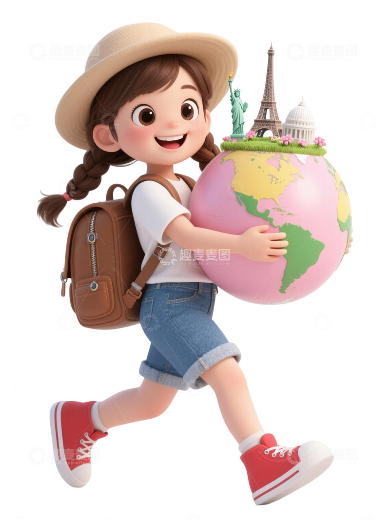 高清大图下载【趣麦麦图】旅行人物插画3D免扣素材8