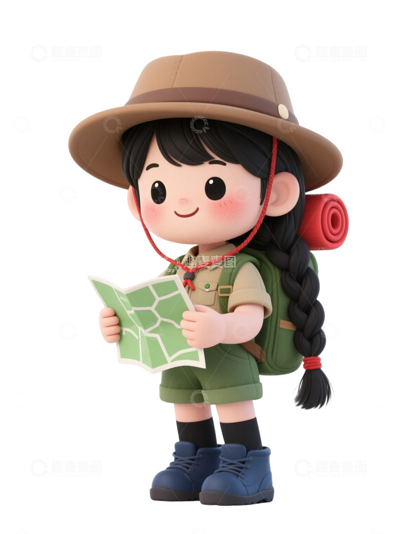 高清大图下载【趣麦麦图】旅行人物插画3D免扣素材2
