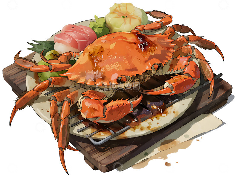 高清大图下载【趣麦麦图】漫画插画大闸蟹4