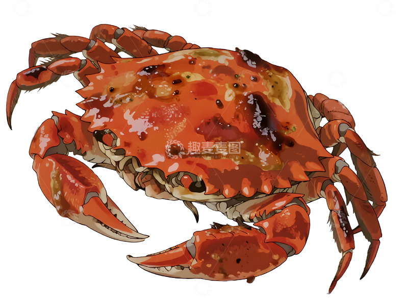 高清大图下载【趣麦麦图】漫画插画大闸蟹1
