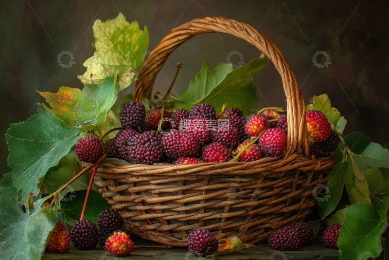 源文件下载【趣麦麦图】一篮筐新鲜的桑葚