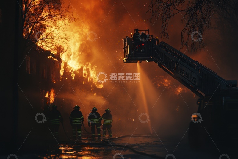 高清大图下载【趣麦麦图】消防员救火场景