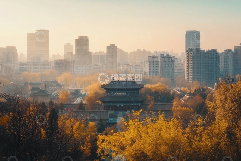 高清大图下载【趣麦麦图】秋季城市高楼建筑