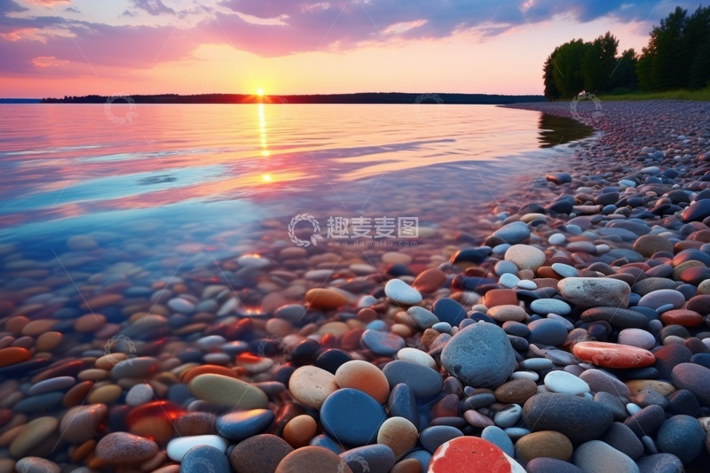 高清大图下载【趣麦麦图】湖边石头砂砾自然美景