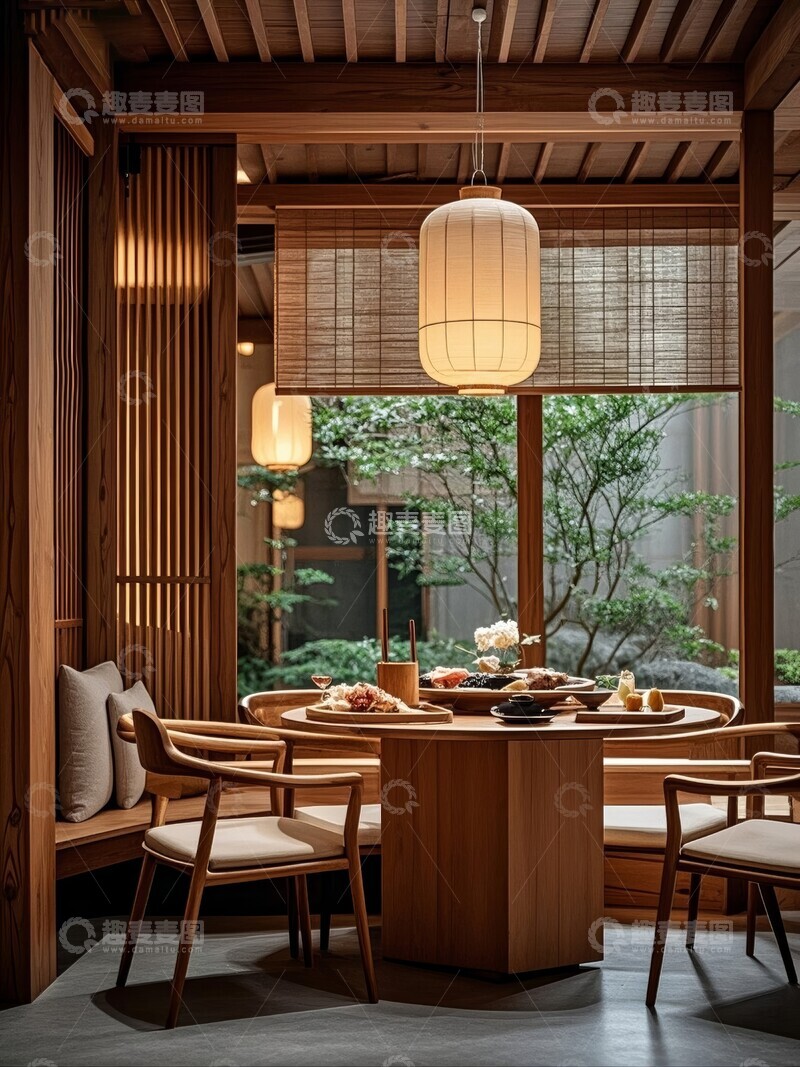 高清大图下载【趣麦麦图】中式木质装潢餐厅装修设计