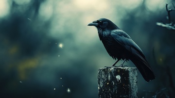 一只乌鸦站在木桩上