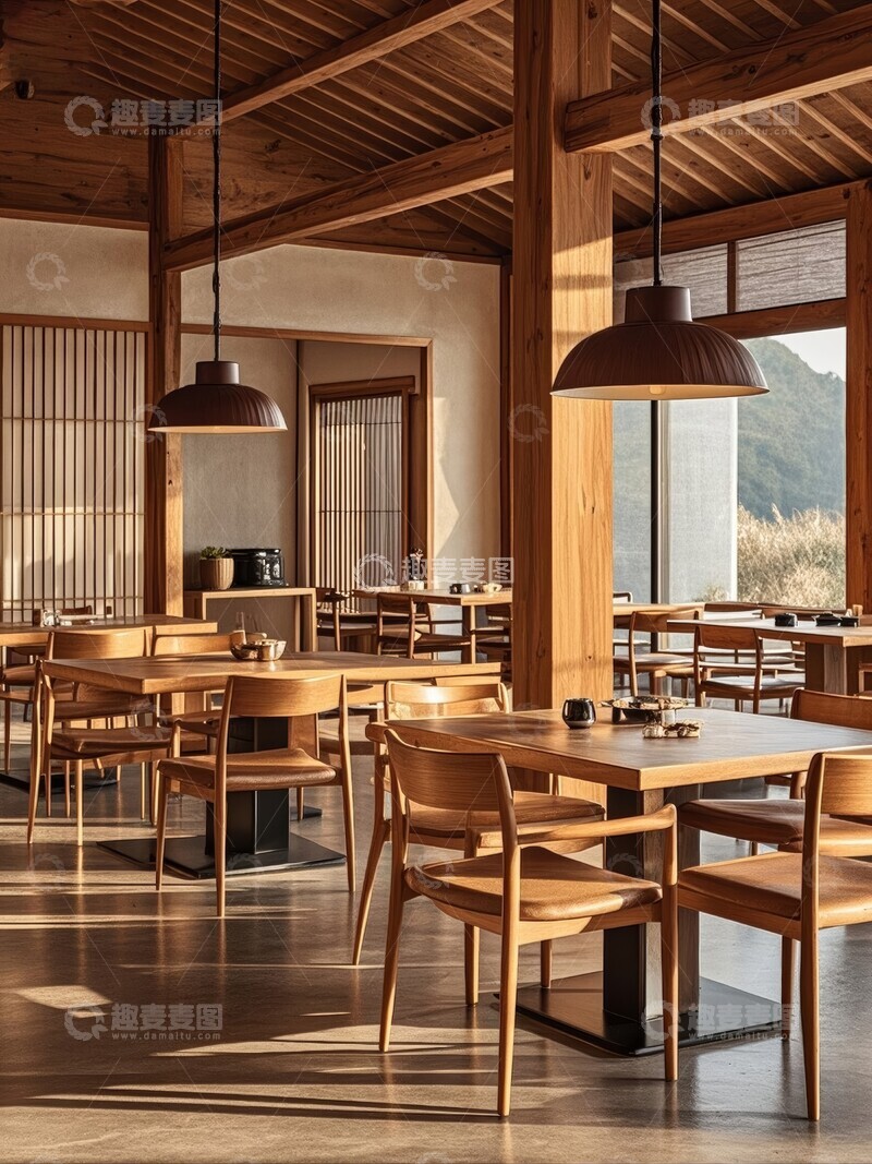 高清大图下载【趣麦麦图】高级感木质装潢餐厅装修设计