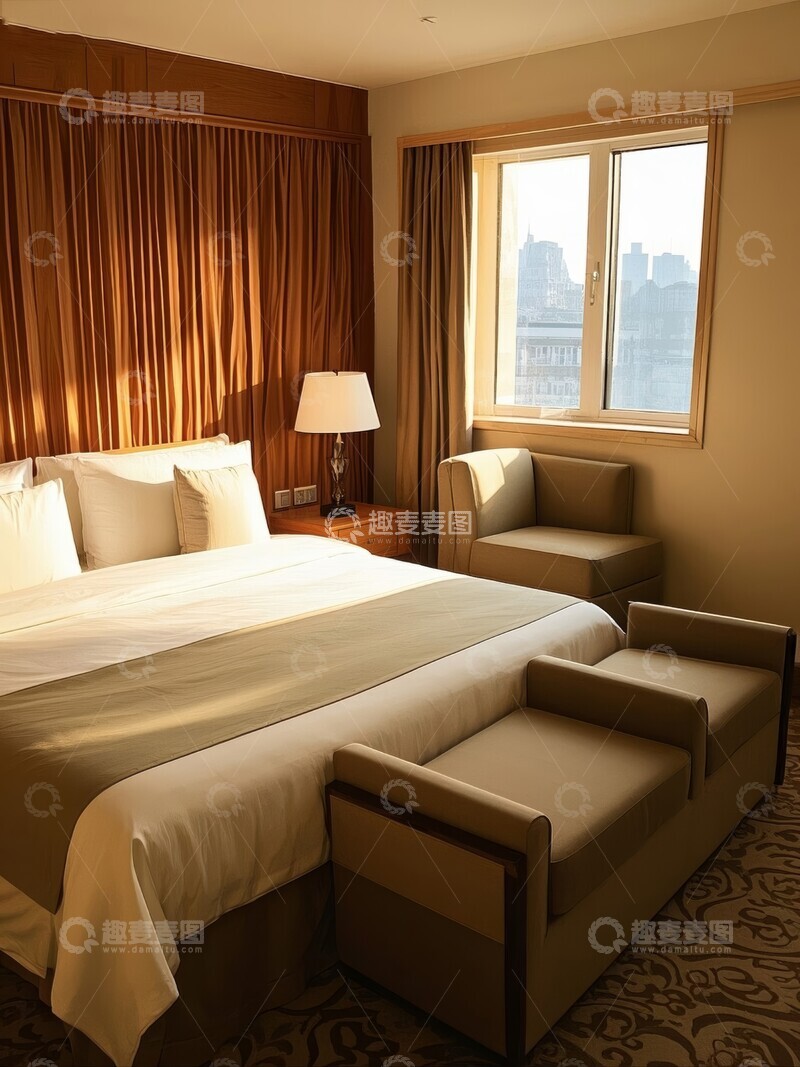 高清大图下载【趣麦麦图】简约酒店客房温馨舒适布置