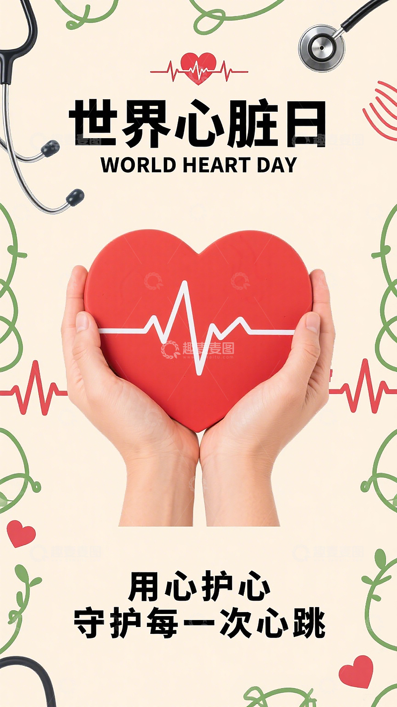 9月29日世界心脏节日宣传海报插画
