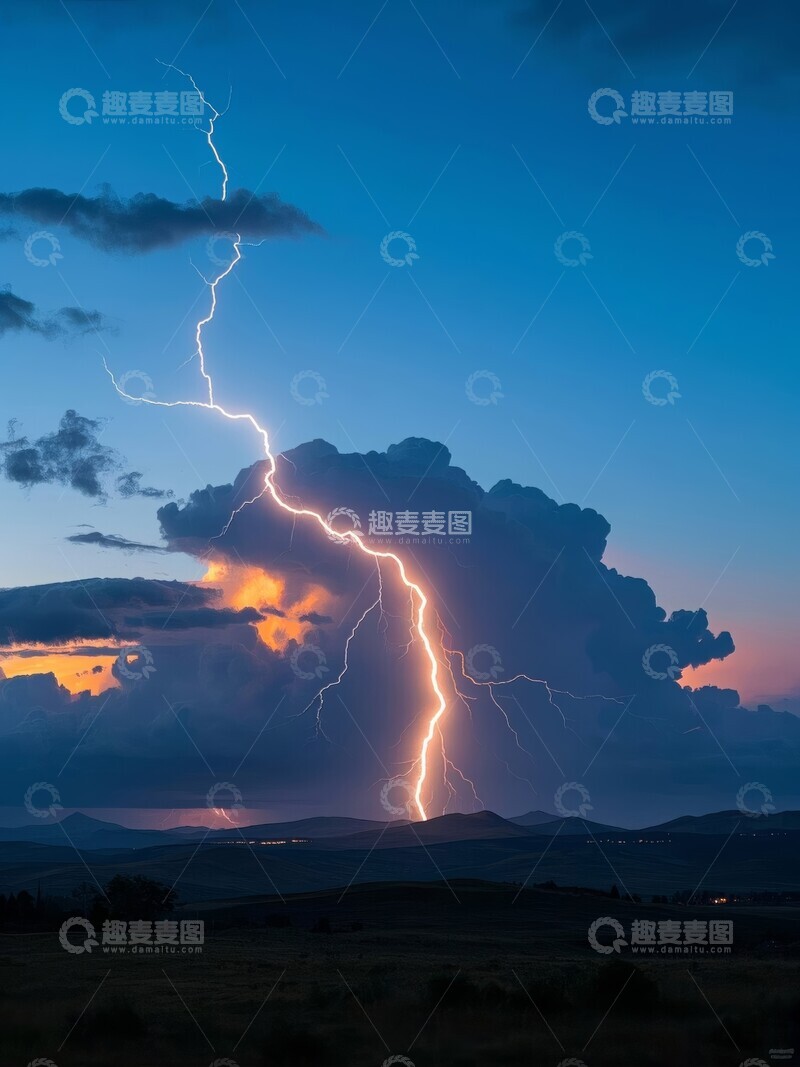 高清大图下载【趣麦麦图】夜空中耀眼的闪电