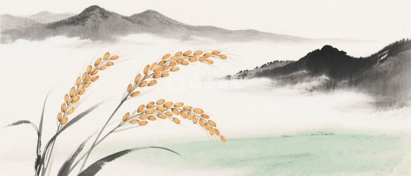 高清大图下载【趣麦麦图】手绘稻穗特写