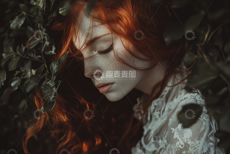 高清大图下载【趣麦麦图】红发的美丽女孩