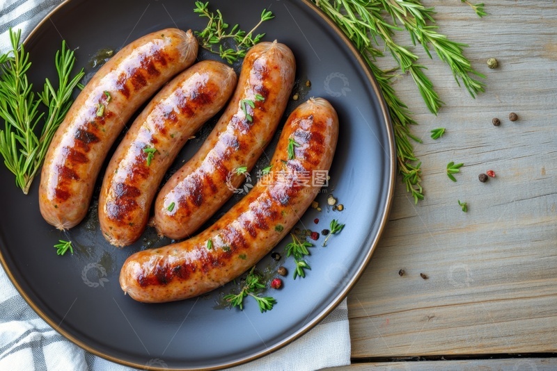 高清大图下载【趣麦麦图】一盘美味的烤肠摄影