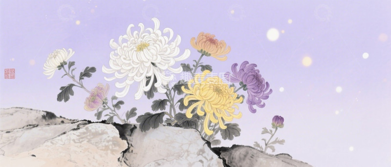 高清大图下载【趣麦麦图】石头上菊花开放