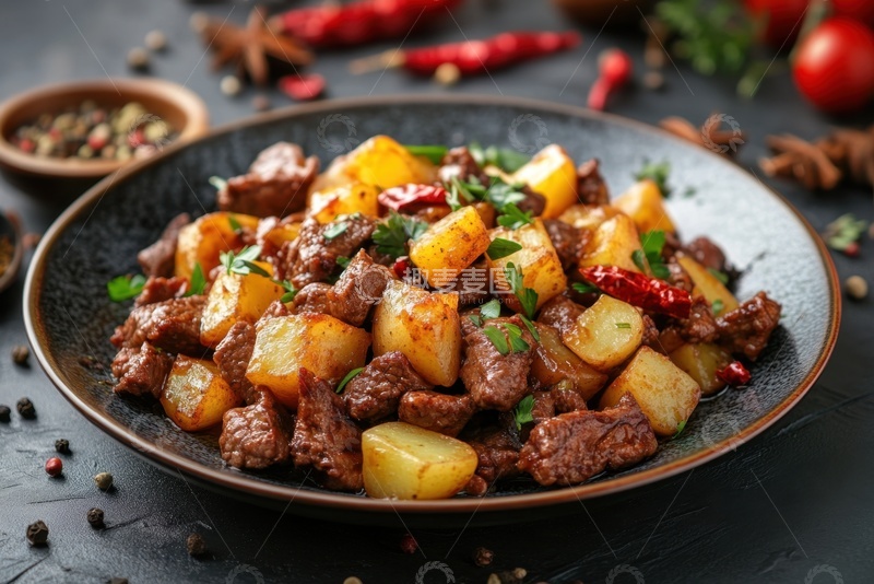 高清大图下载【趣麦麦图】一盘土豆牛肉粒