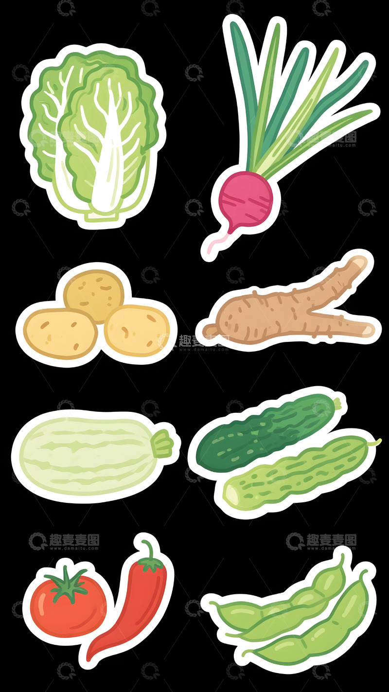 手绘卡通蔬菜插画插图