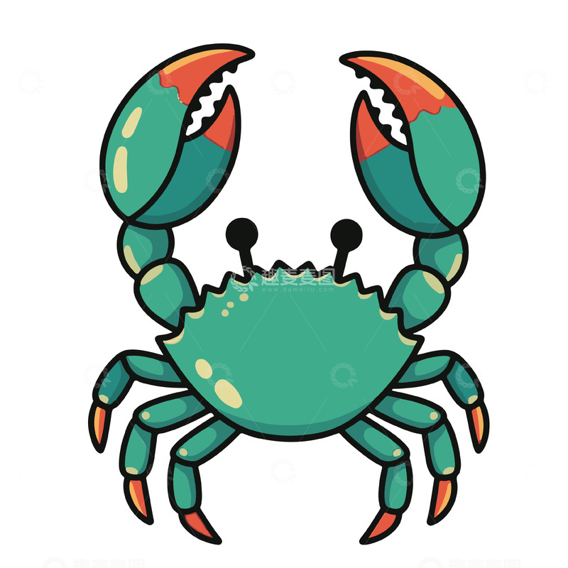 源文件下载【趣麦麦图】卡通矢量青蟹