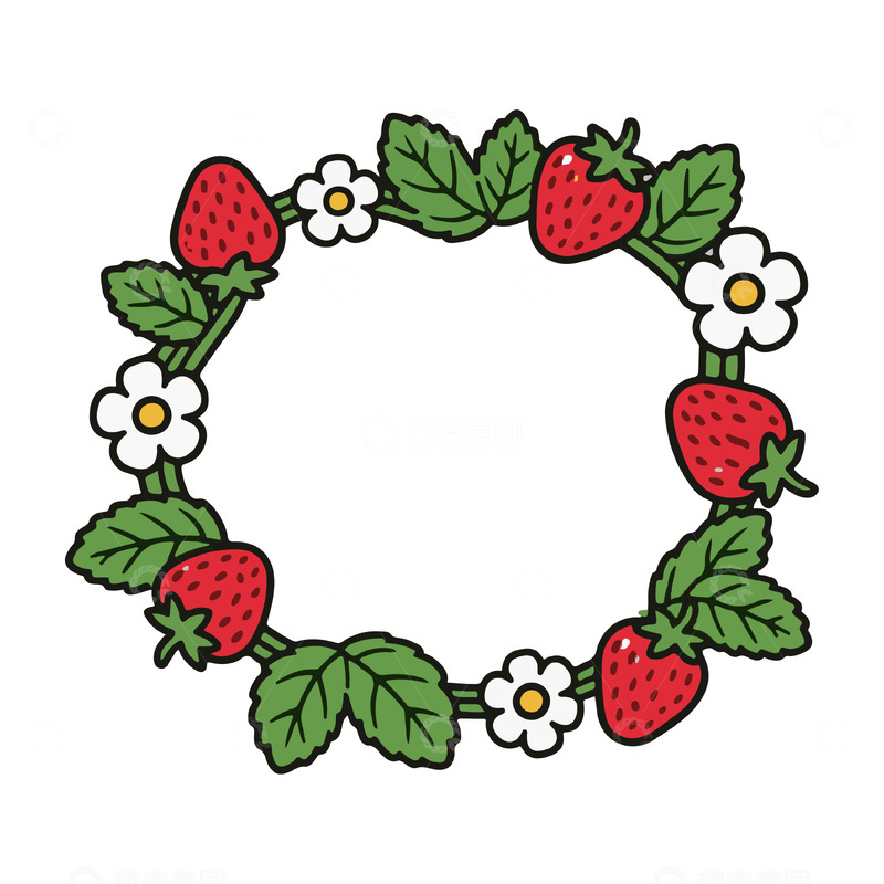 源文件下载【趣麦麦图】-草莓植物藤曼花圈