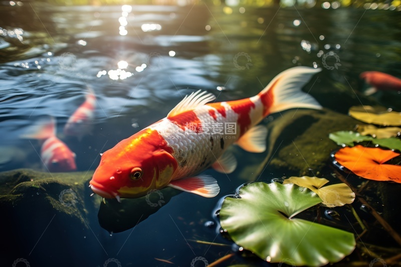 高清大图下载【趣麦麦图】池塘里游泳的鲤鱼