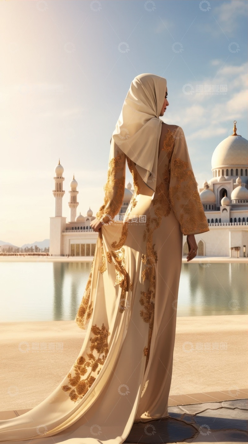 高清大图下载【趣麦麦图】裹着头巾的少数民族少女