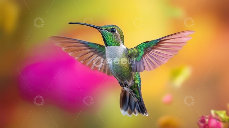 高清大图下载【趣麦麦图】空中飞翔的一只翠鸟