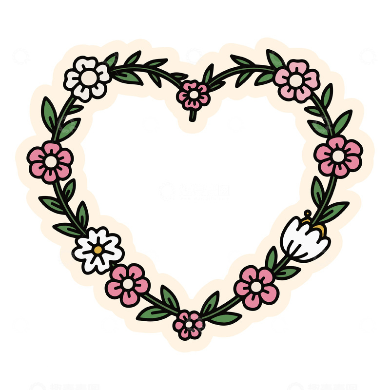 源文件下载【趣麦麦图】-爱心植物花圈