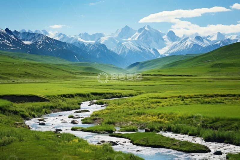 高清大图下载【趣麦麦图】草原河流小溪自然美景