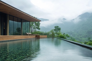 山林里的建筑游泳池