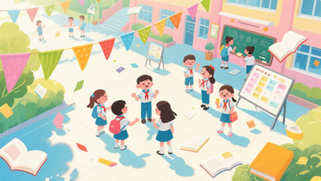 小学生开学季学生校园朝气海报