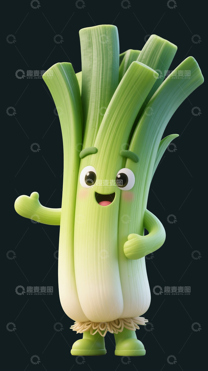 源文件下载【趣麦麦图】立体拟人韭菜