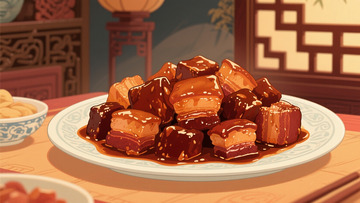 手绘红烧肉插画2