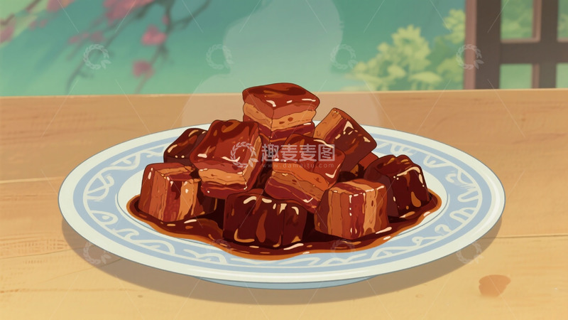 高清大图下载【趣麦麦图】手绘红烧肉插画4