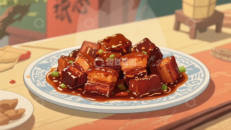 高清大图下载【趣麦麦图】手绘红烧肉插画5
