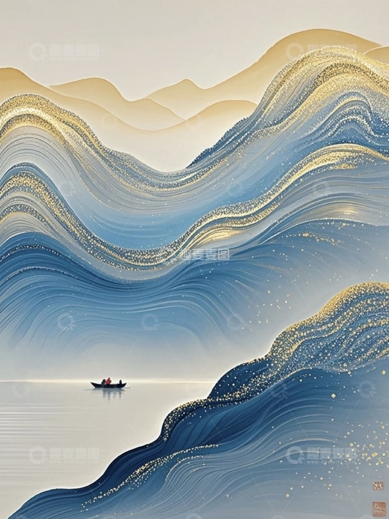 鎏金水墨山水背景1