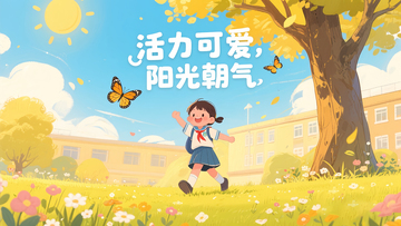 中小学手绘开学季学生校园朝气海报