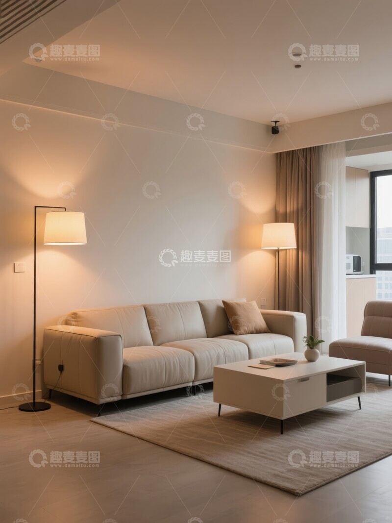 高清大图下载【趣麦麦图】温馨客厅布置，简约现代风格