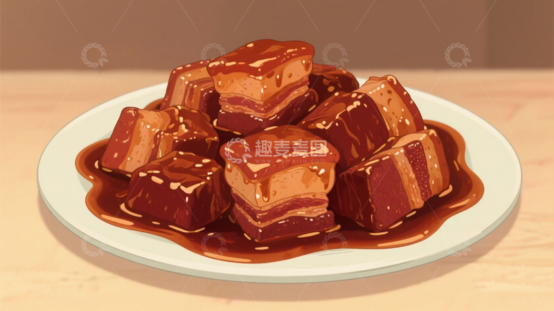 高清大图下载【趣麦麦图】手绘红烧肉插画3