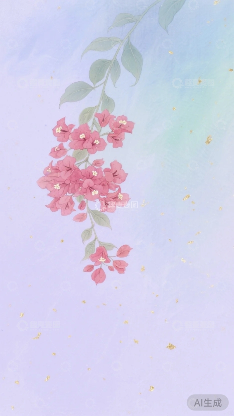 高清大图下载【趣麦麦图】垂落的粉丝小花背景2