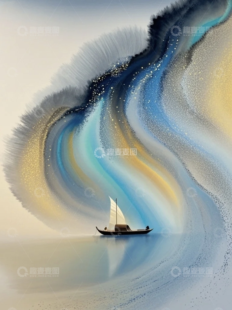 鎏金水墨山水背景2